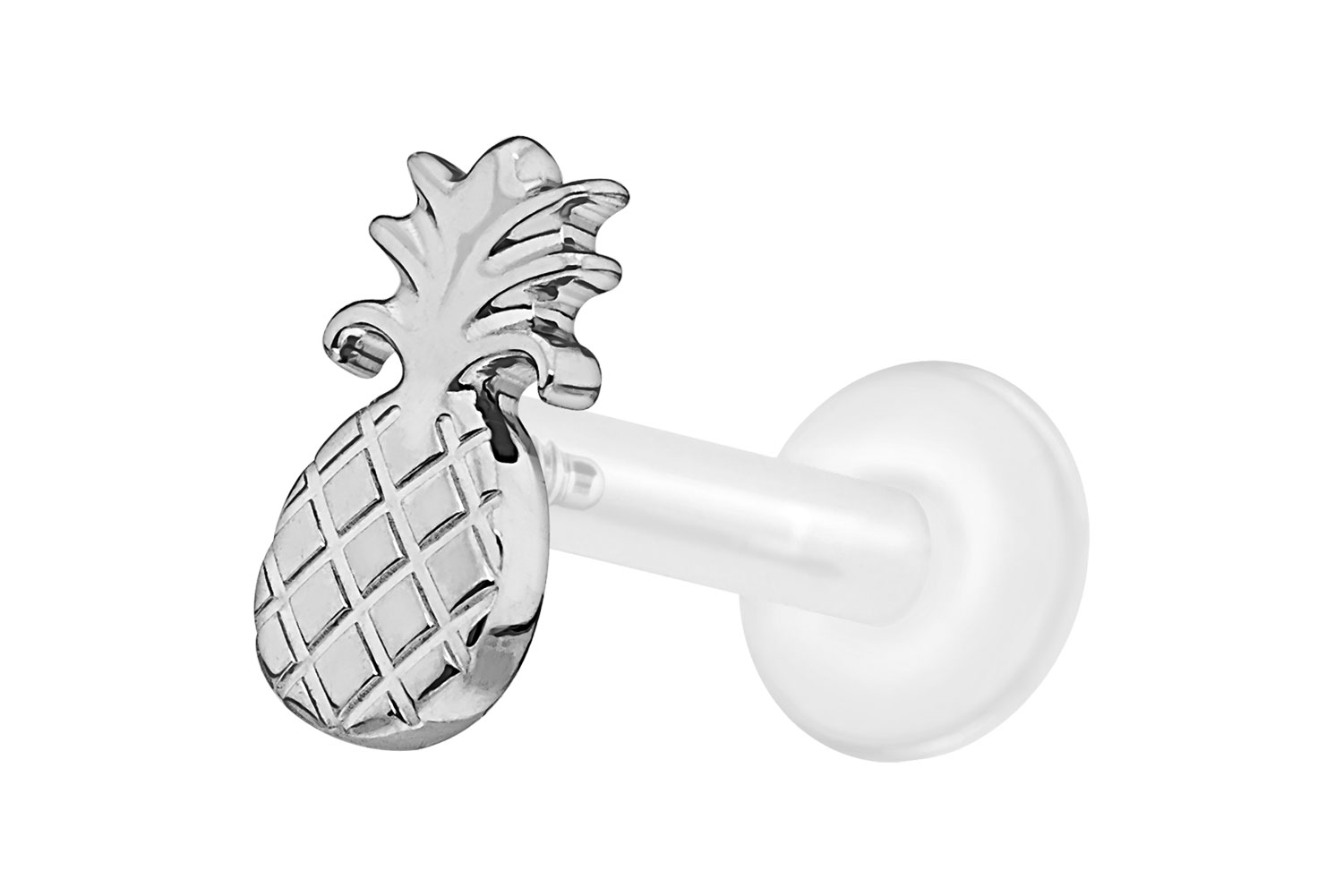 PTFE Labret Piercing mit Innengewinde + Titan-Aufsatz ANANAS